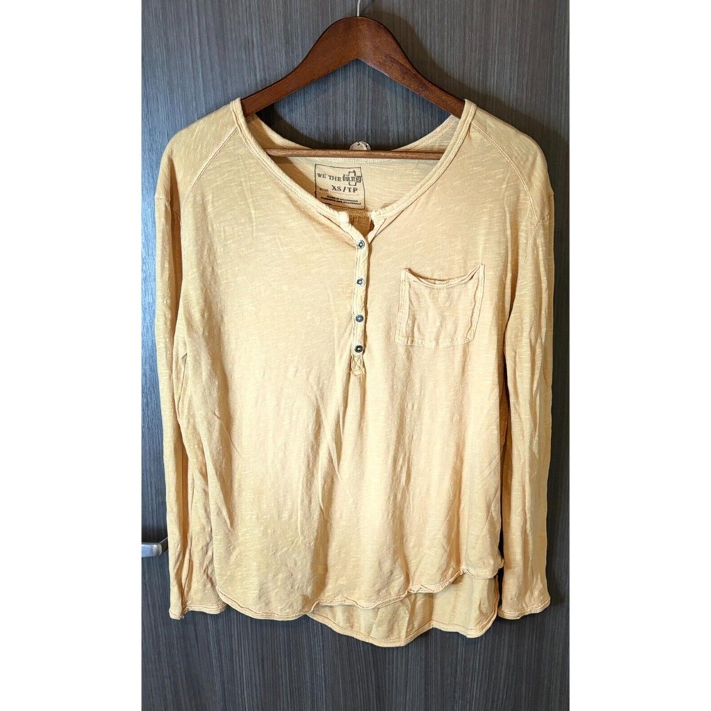 We The Free Top Women's XS Pocket Henley Long Sleeve burnout oversized